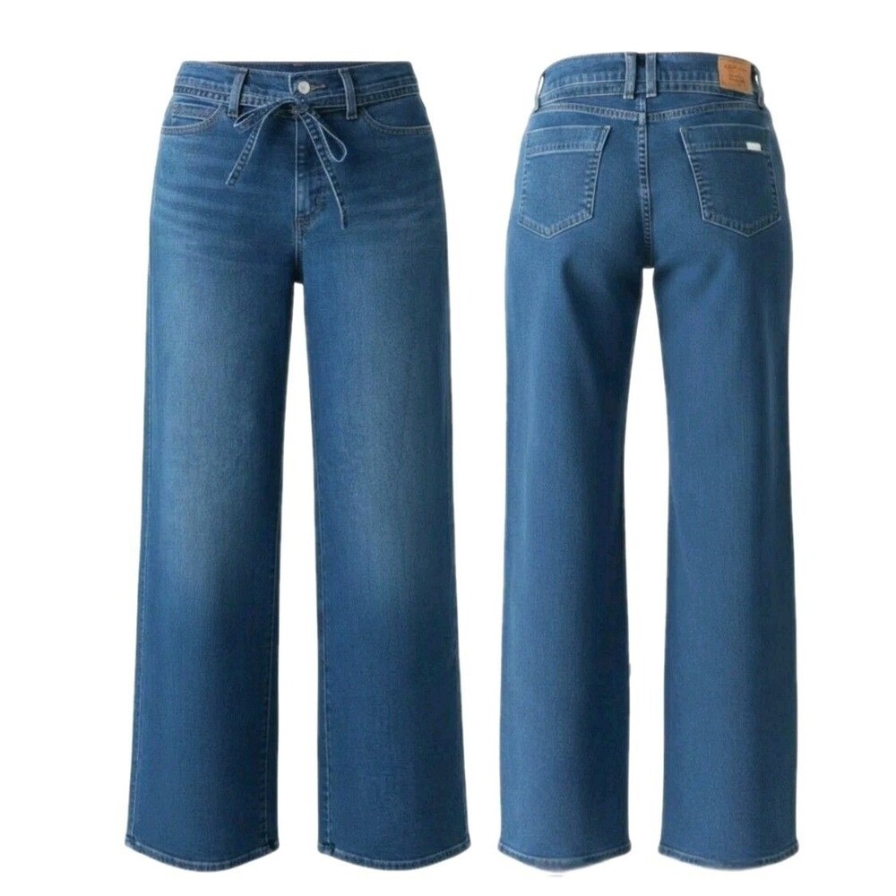 Levi Strauss Signature Vintage Inspired Tie Belted Wide Leg Jeans Women's 8/29 - Picture 3 of 15
